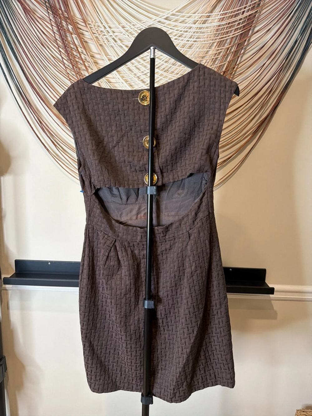 Michael Kors 12 big button open back dress brown 3040